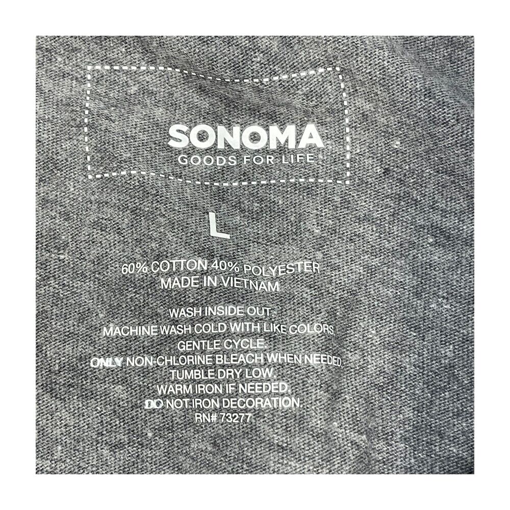 Sonoma Goods For Life Shirt Women's L Heather Gray Cotton Long Sleeve Pullover - Picture 2 of 6